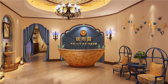 深圳公明小型美容会所装修设计  中式风格